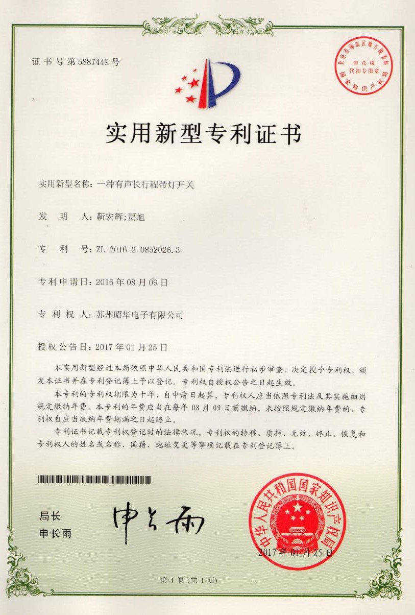 Patent certificate