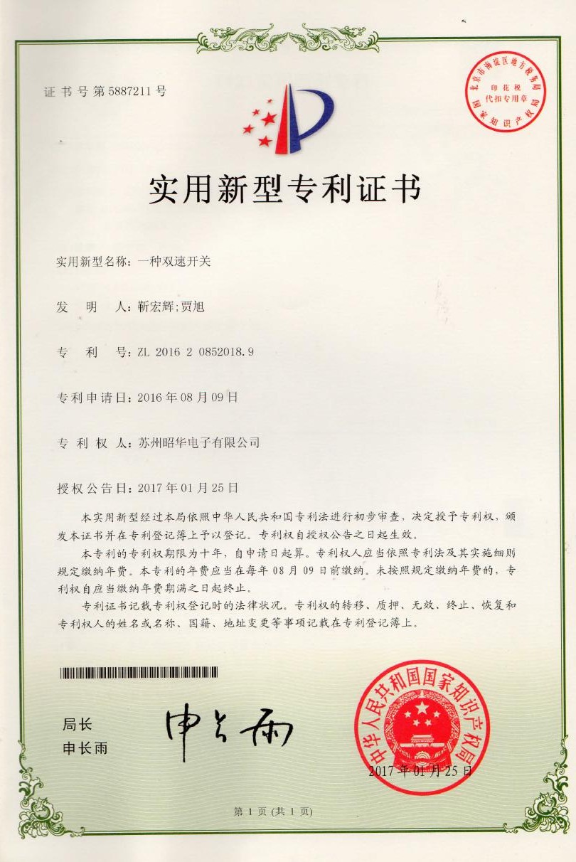 Patent certificate